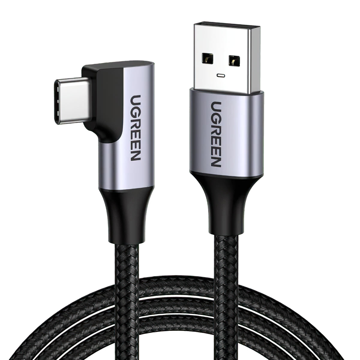 Cable de datos y carga USB-A - USB-C UGREEN US385 Angled, 60W, 1m, Gris