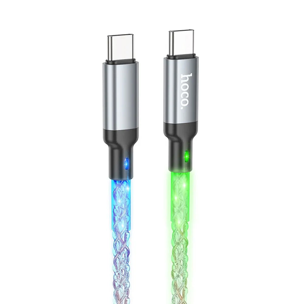 Cable de Datos y Carga USB-C - USB-C HOCO U112, 60W, 1m, Gris