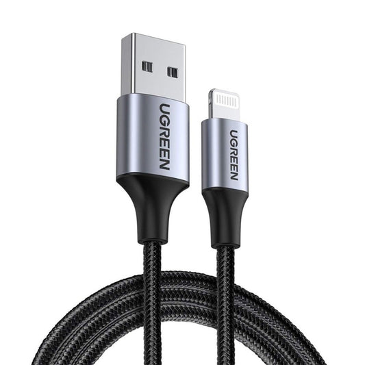 Cable de Datos y Carga USB-A - Lightning UGREEN US199, 18W, 1m, Gris