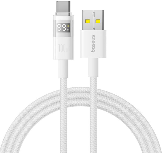 Cable de Datos y Carga USB-A - USB-C Baseus Display 2, 100W, 1m, Blanco P10382701211-00