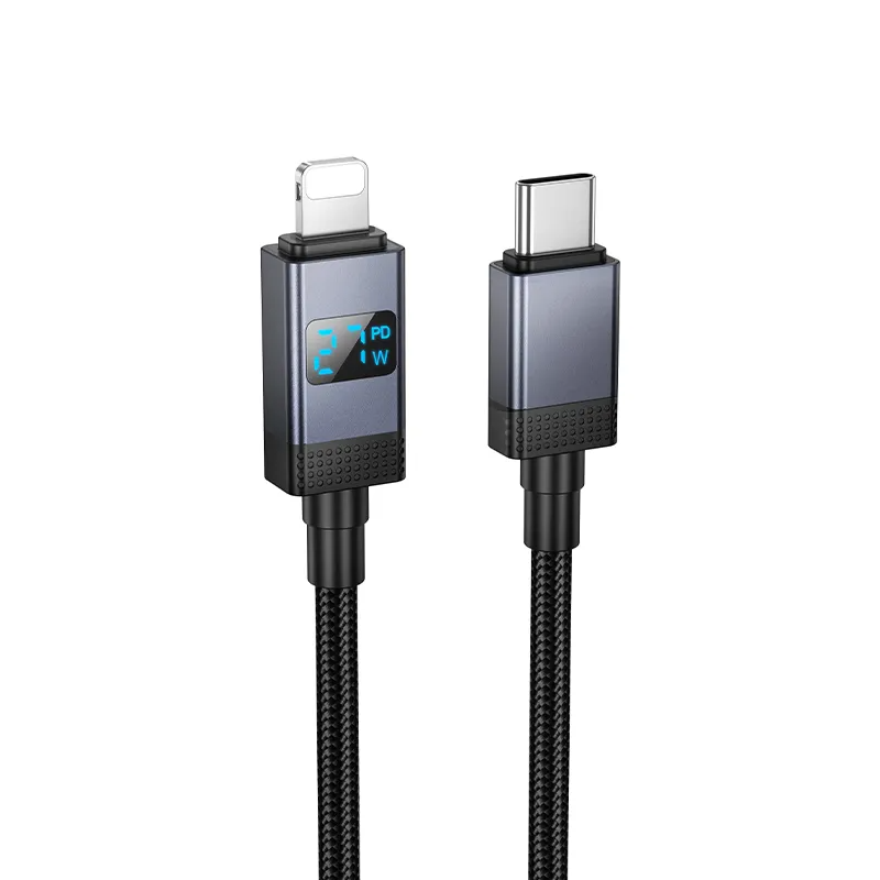 Cable de Datos y Carga USB-C - Lightning HOCO X118 Display, 27W, 1m, Negro