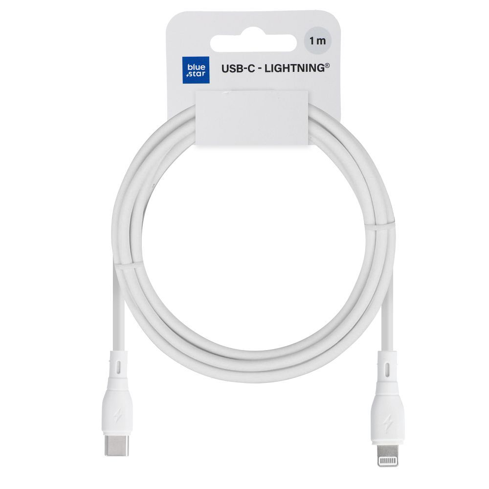 Cable de Datos y Carga USB-C - Lightning Blue Star Eco, 27W, 1m, Blanco