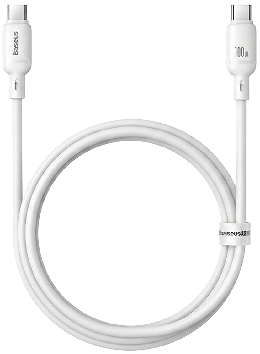 Cable de Datos y Carga USB-C - USB-C Baseus Silky, 100W, 1m, Blanco P10377704213-00
