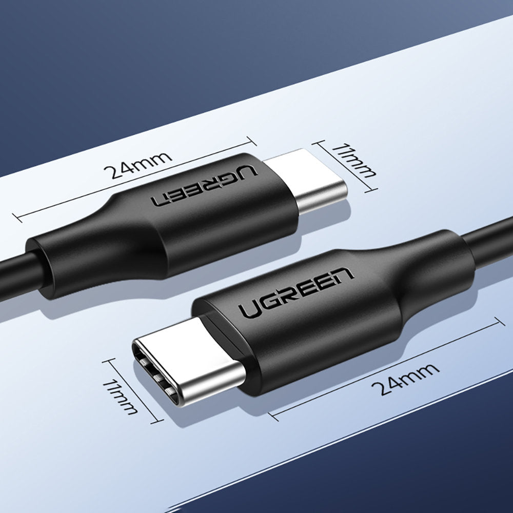 Cable de carga y datos USB-C - USB-C UGREEN US286, 60W, 2m, Negro