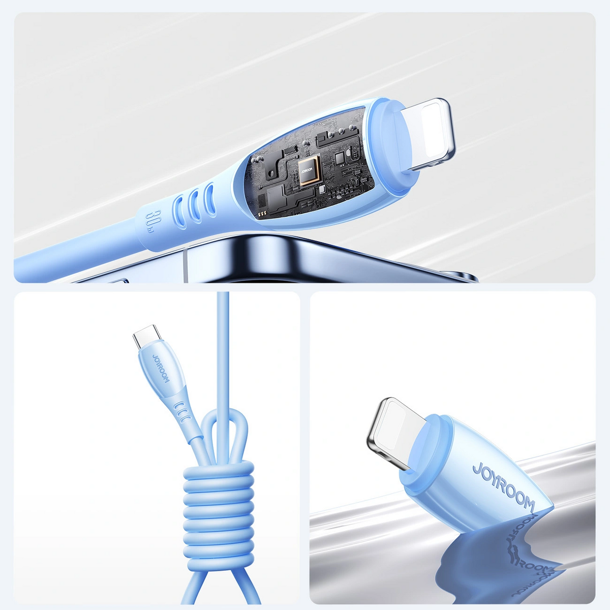 Cable de Datos y Carga USB-C - Lightning Joyroom S-A59 Vibrant, 30W, 1.2m, Azul