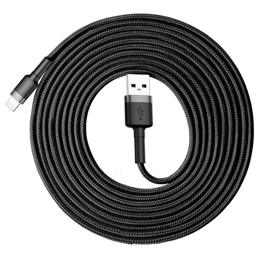 Cable de Datos y Carga USB-A - Lightning Baseus Cafule, 18W, 3m, Gris CALKLF-RG1