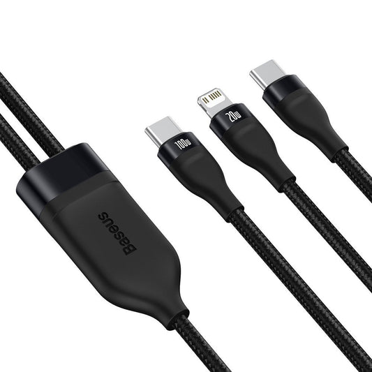 Cable de Datos y Carga USB-C - Lightning / USB-C Baseus Flash Series 2in1, 100W, 1.2m, Negro CA1T2-F01