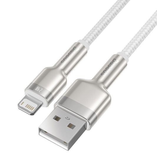 Cable de Datos y Carga USB-A - Lightning Baseus Cafule Metal Series, 18W, 2m, Blanco CALJK-B02