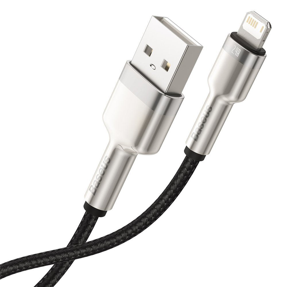 Cable de datos y carga USB-A - Lightning Baseus Cafule Metal Series, 18W, 0.25m, Negro CALJK-01