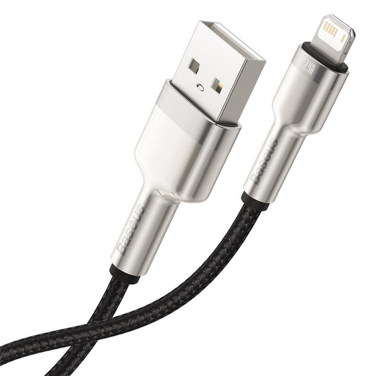 Cable de datos y carga USB-A - Lightning Baseus Cafule Metal Series, 18W, 0.25m, Negro CALJK-01