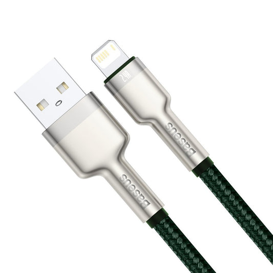Cable de Datos y Carga USB-A - Lightning Baseus Cafule Metal Series, 18W, 1m, Verde CALJK-A06