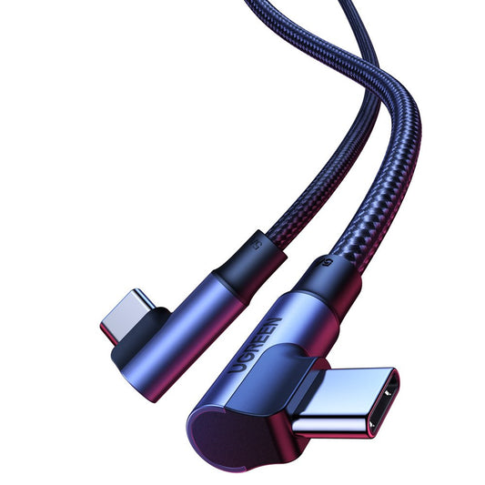 Cable de carga y datos USB-C - USB-C UGREEN US335 Angled, 100W, 1m, Negro
