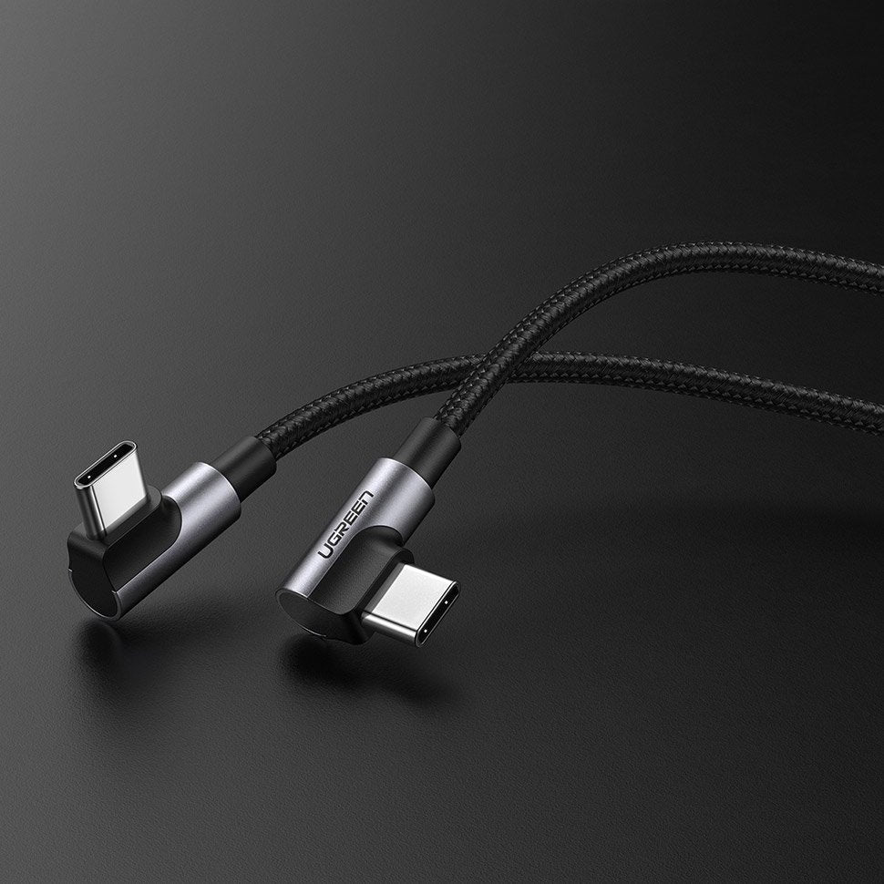 Cable de carga y datos USB-C - USB-C UGREEN US323 USB-C Angled, 60W, 1m, Negro