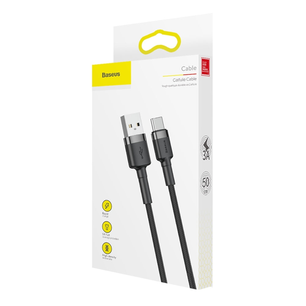 Cable de Datos y Carga USB-A - USB-C Baseus Cafule, 60W, 0.5m, Negro CATKLF-AG1