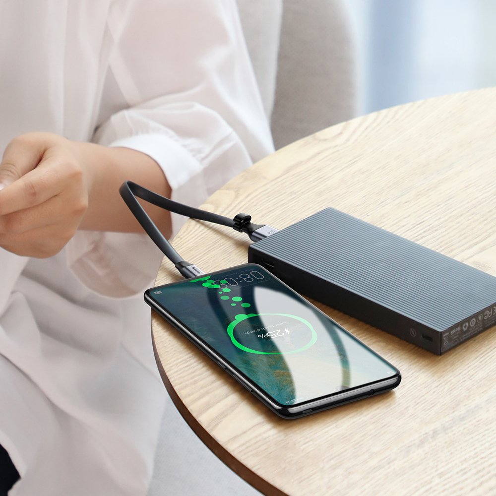 Cable de Datos y Carga USB-A - USB-C Baseus Simple, 40W, 0.23m, Gris CATMBJ-BG1