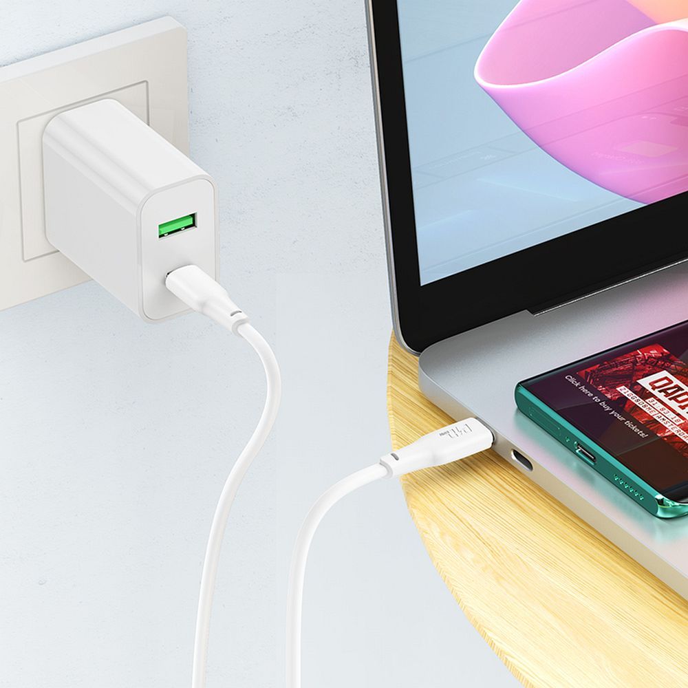 Cable de carga y datos USB-C - USB-C HOCO X93, 100W, 1m, Blanco