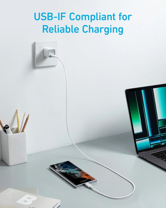 Cable de carga y datos USB-C - USB-C Anker 322, 60W, 0,9m, Blanco A81F5G21