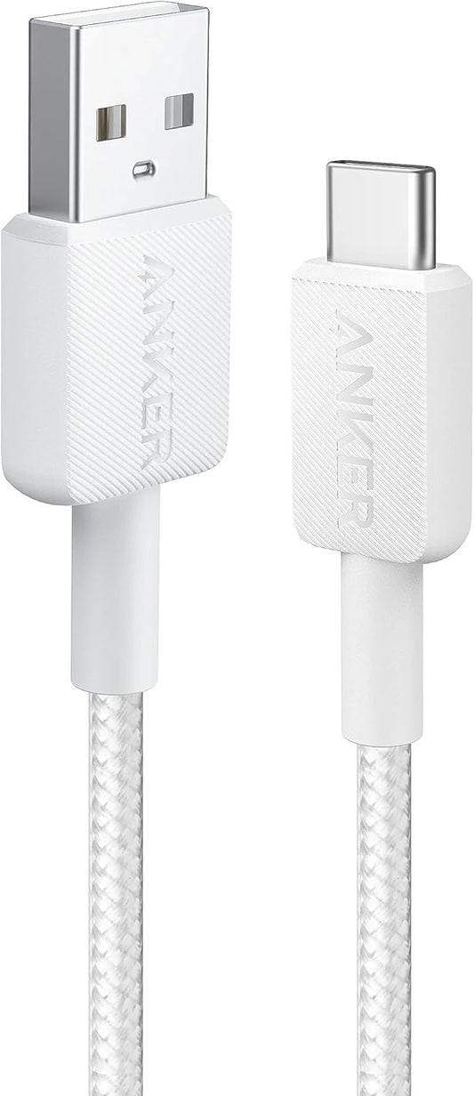 Cable de datos y carga USB-A - USB-C Anker 322, 18W, 0,9m, Blanco A81H5G21