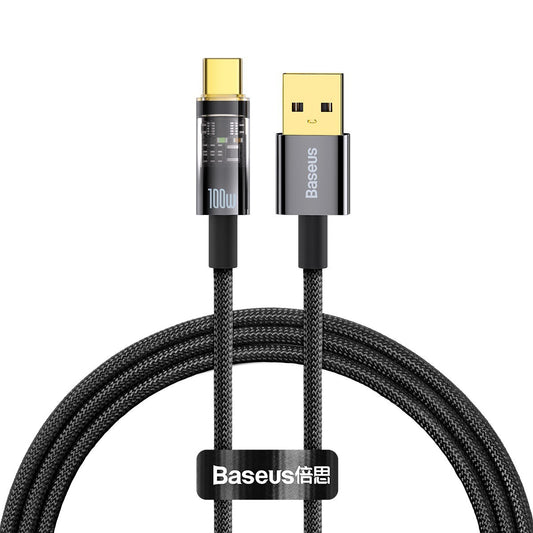 Cable de carga y datos USB-A a USB-C Baseus Explorer, 100 W, 1 m, negro CATS000201