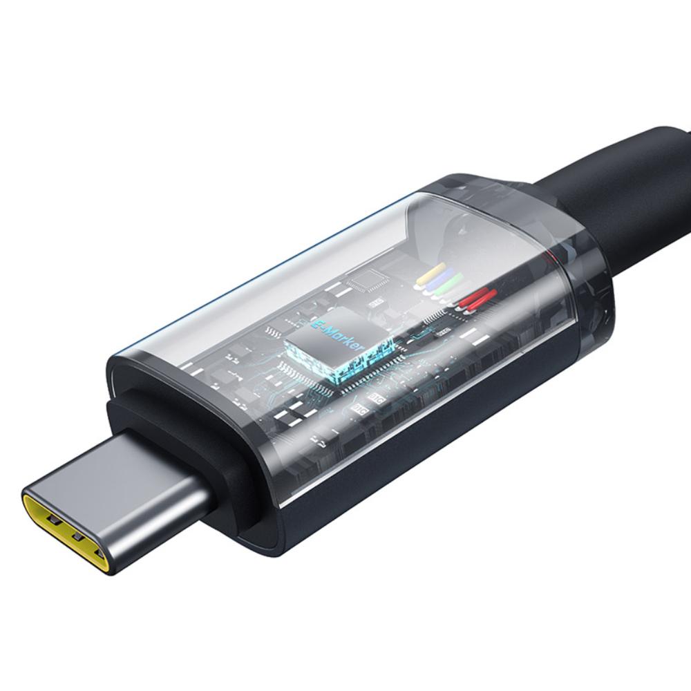 Cable de Datos y Carga USB-C - USB-C Baseus Crystal Shine Series, 100W, 20Gbps, 1.5m, Negro P10318204111-00
