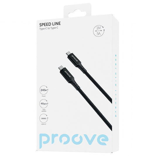 Cable de Datos y Carga USB-C - USB-C Proove Speed Line, 240W, 1m, Negro