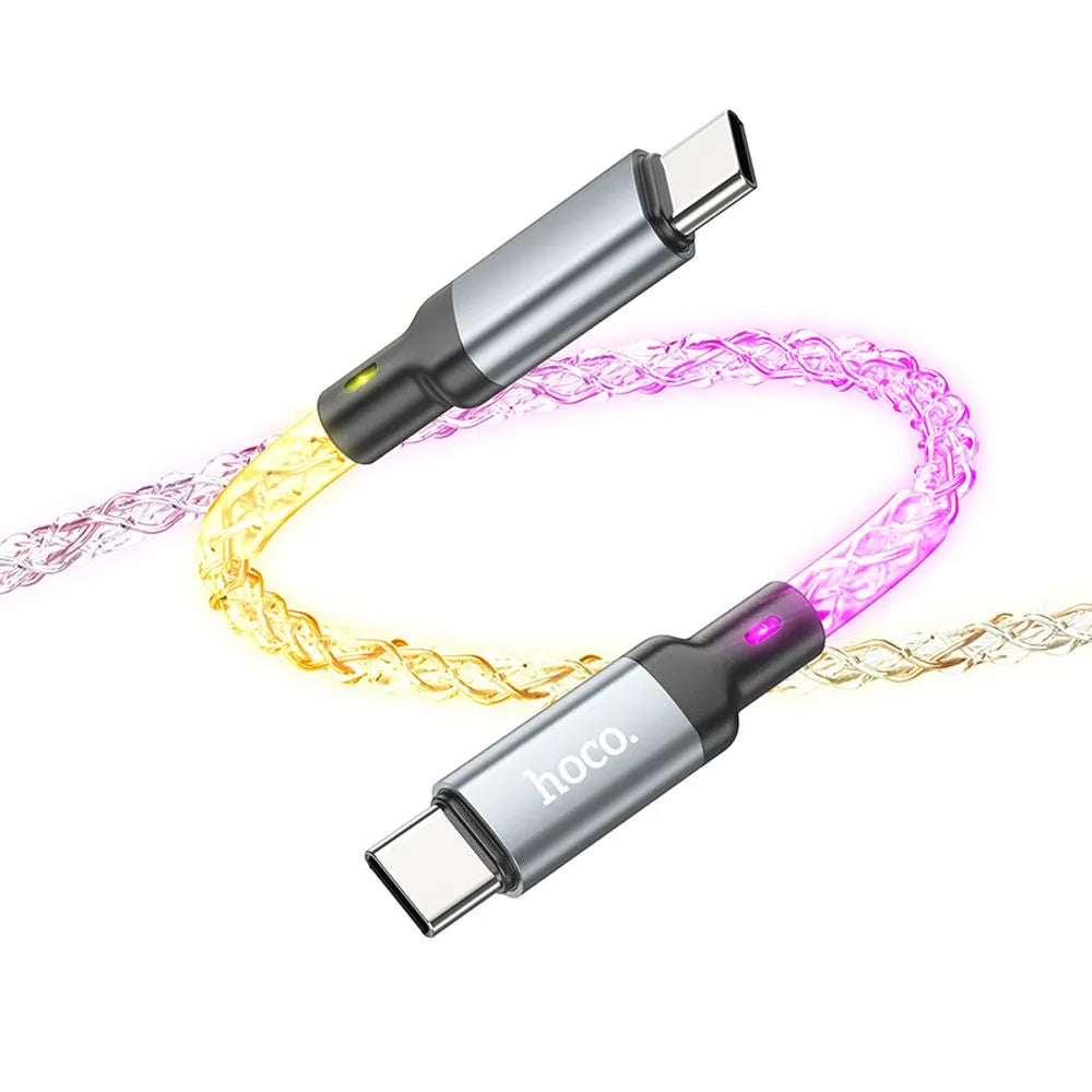 Cable de Datos y Carga USB-C - USB-C HOCO U112, 60W, 1m, Gris