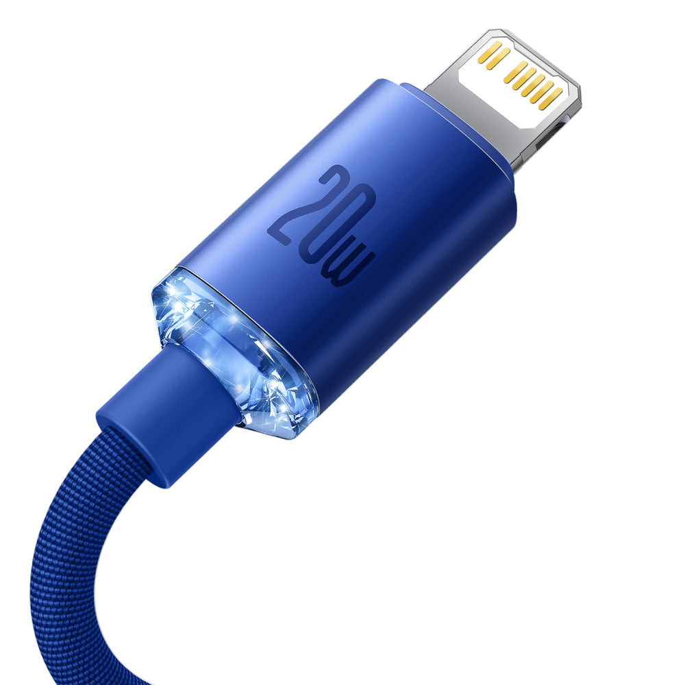 Cable de Datos y Carga USB-C - Lightning Baseus Crystal Shine Series, 20W, 1.2m, Azul CAJY000203