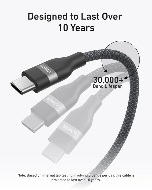 Cable de Datos y Carga USB-C - USB-C Anker, 240W, 0.9m, Negro A82E2H11