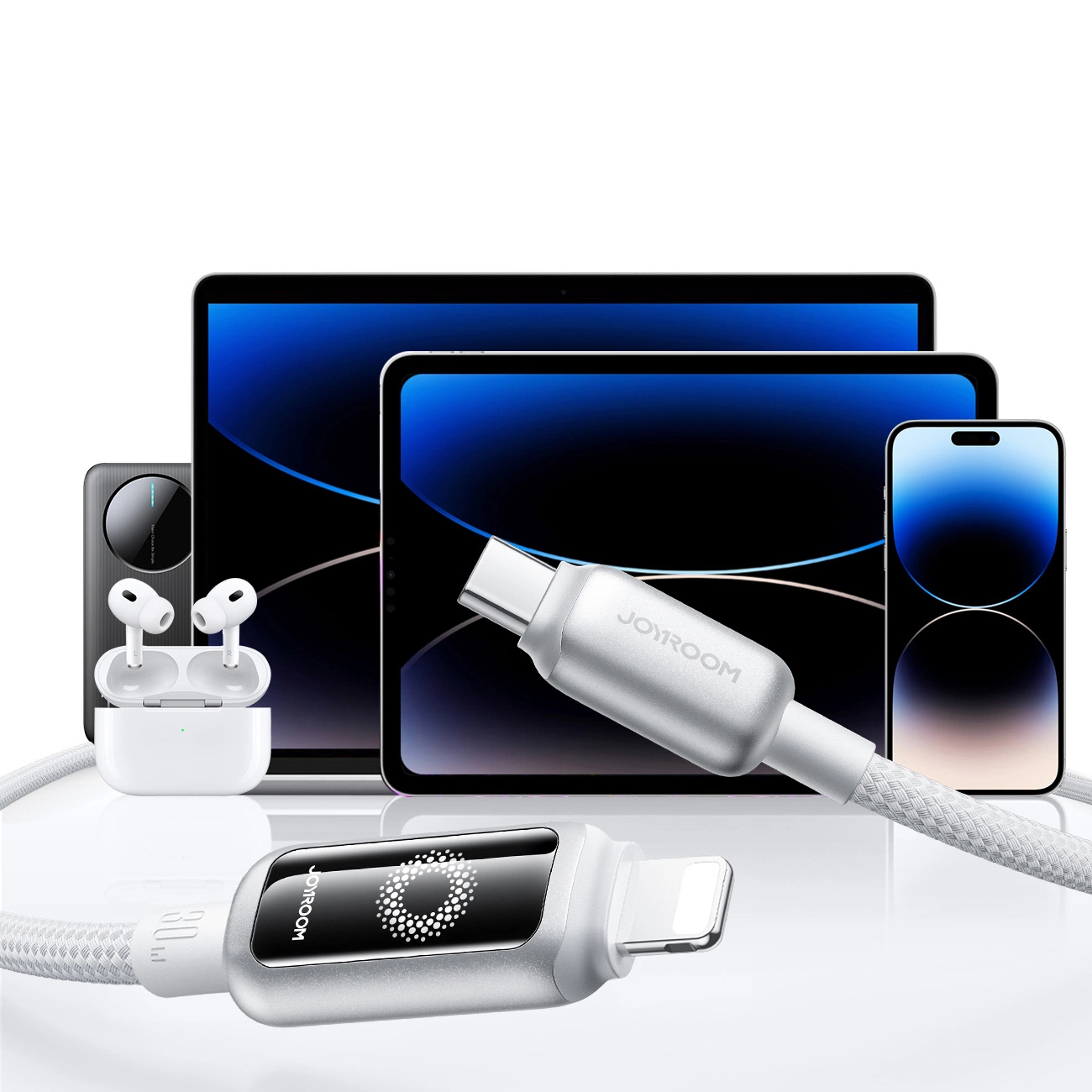 Cable de Datos y Carga USB-C - Lightning Joyroom S-A55 StarFlight Display, 30W, 1.2m, Blanco