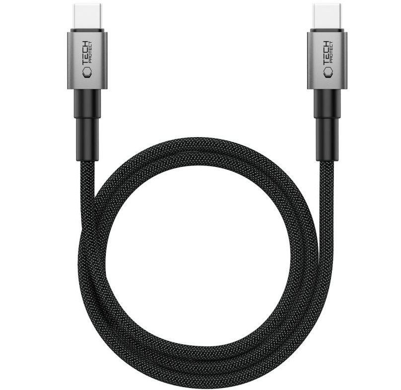 USB-C Data and Charging Cable - USB-C Tech-Protect Ultraboost DNA MagTwist, 100W, 1m, Gray