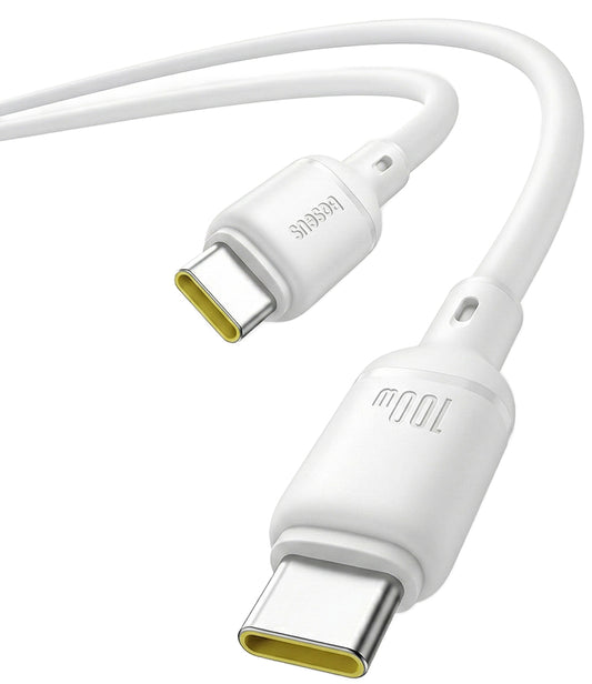 Cable de Datos y Carga USB-C - USB-C Baseus Silky, 100W, 1m, Blanco P10377704213-00