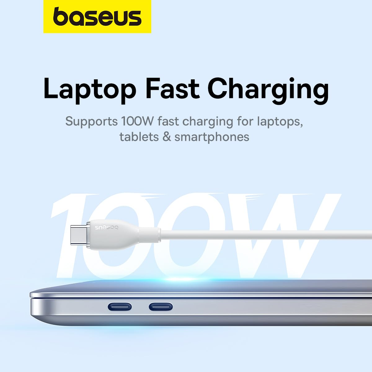 Cable de Datos y Carga USB-C - USB-C Baseus Pudding, 100W, 1.2m, Blanco P10355702221-00