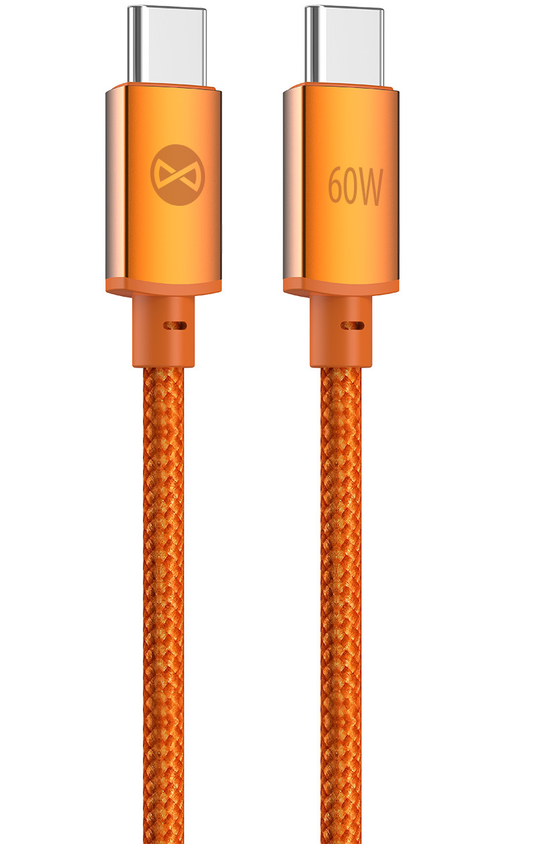 Cable de Datos y Carga USB-C - USB-C Forever Saffron, 60W, 1m, Naranja