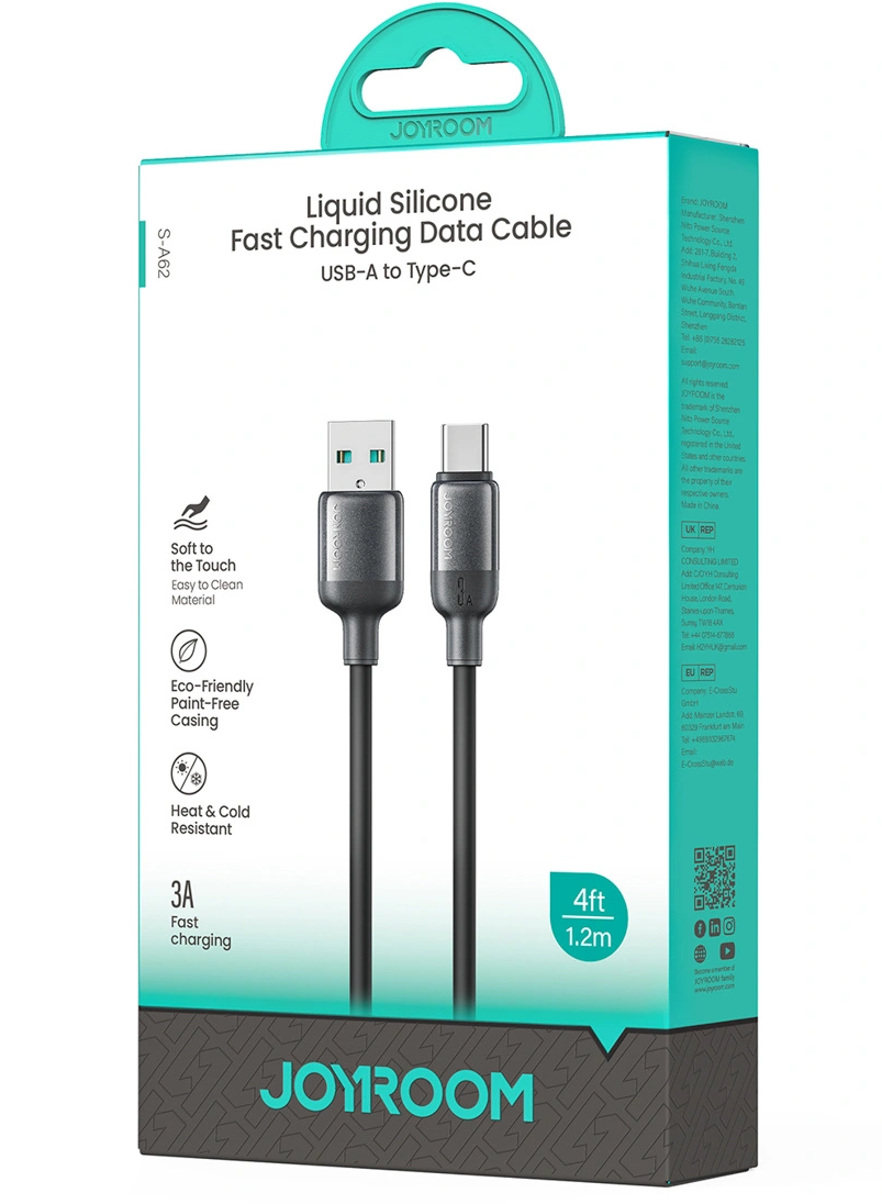 Cable de Datos y Carga USB-A - USB-C Joyroom S-A62 Lively, 18W, 1.2m, Negro