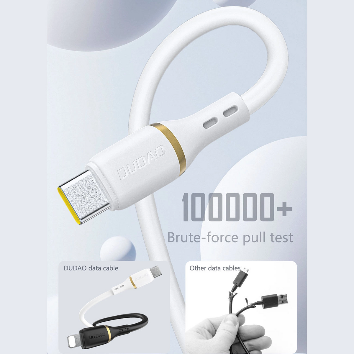 Cable de Datos y Carga USB-C - USB-C Dudao L25C, 30W, 1m, Blanco