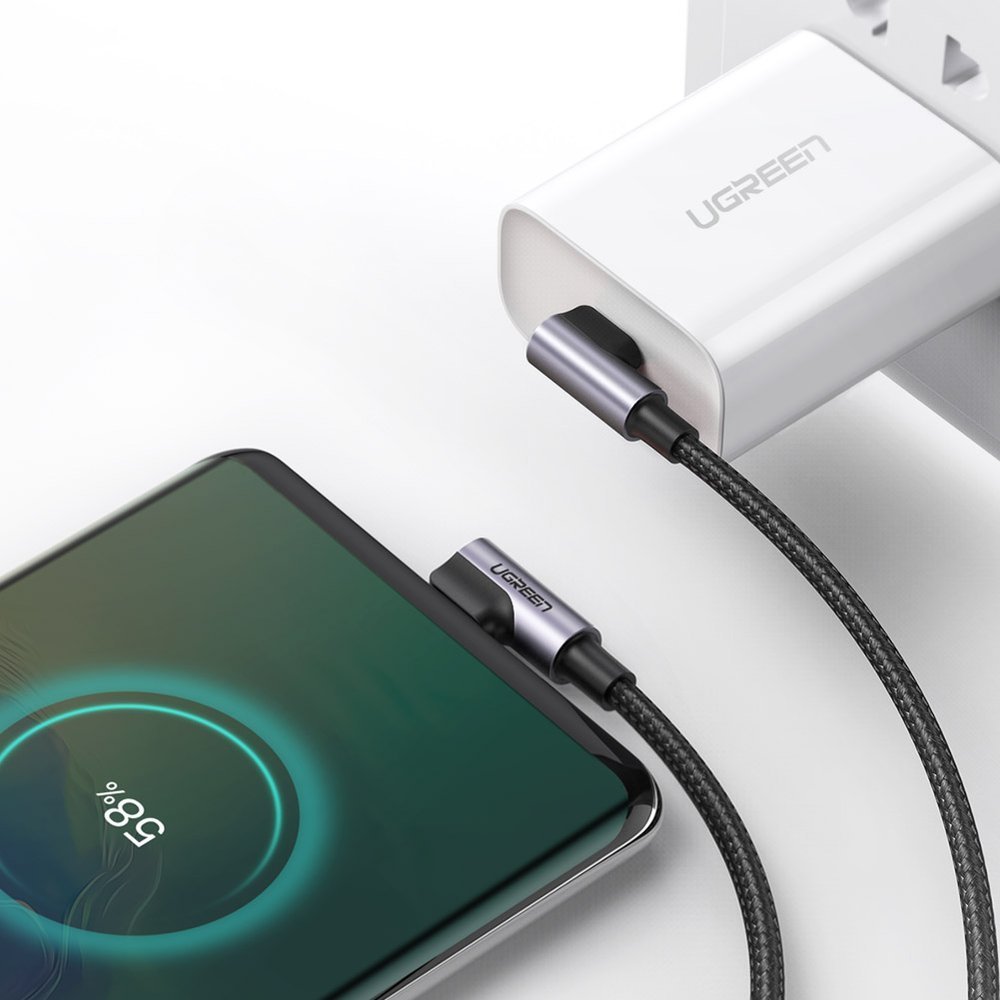 Cable de carga y datos USB-C - USB-C UGREEN US323 USB-C Angled, 60W, 1m, Negro