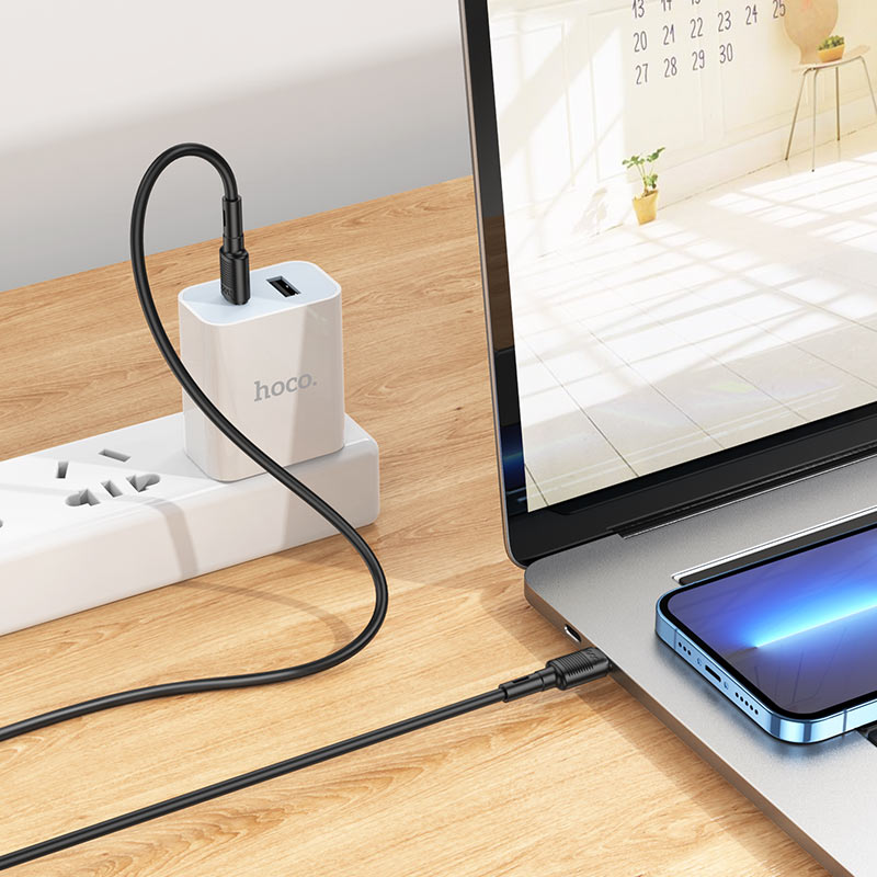 Cable de carga y datos USB-C - USB-C HOCO X83 Victory USB-C, 60W, 1m, Negro