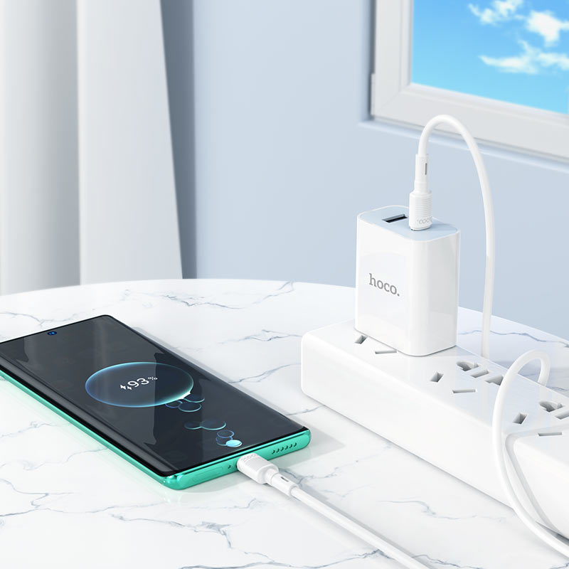 Cable de Datos y Carga USB-C - USB-C HOCO X83 Victory, 60W, 1m, Blanco