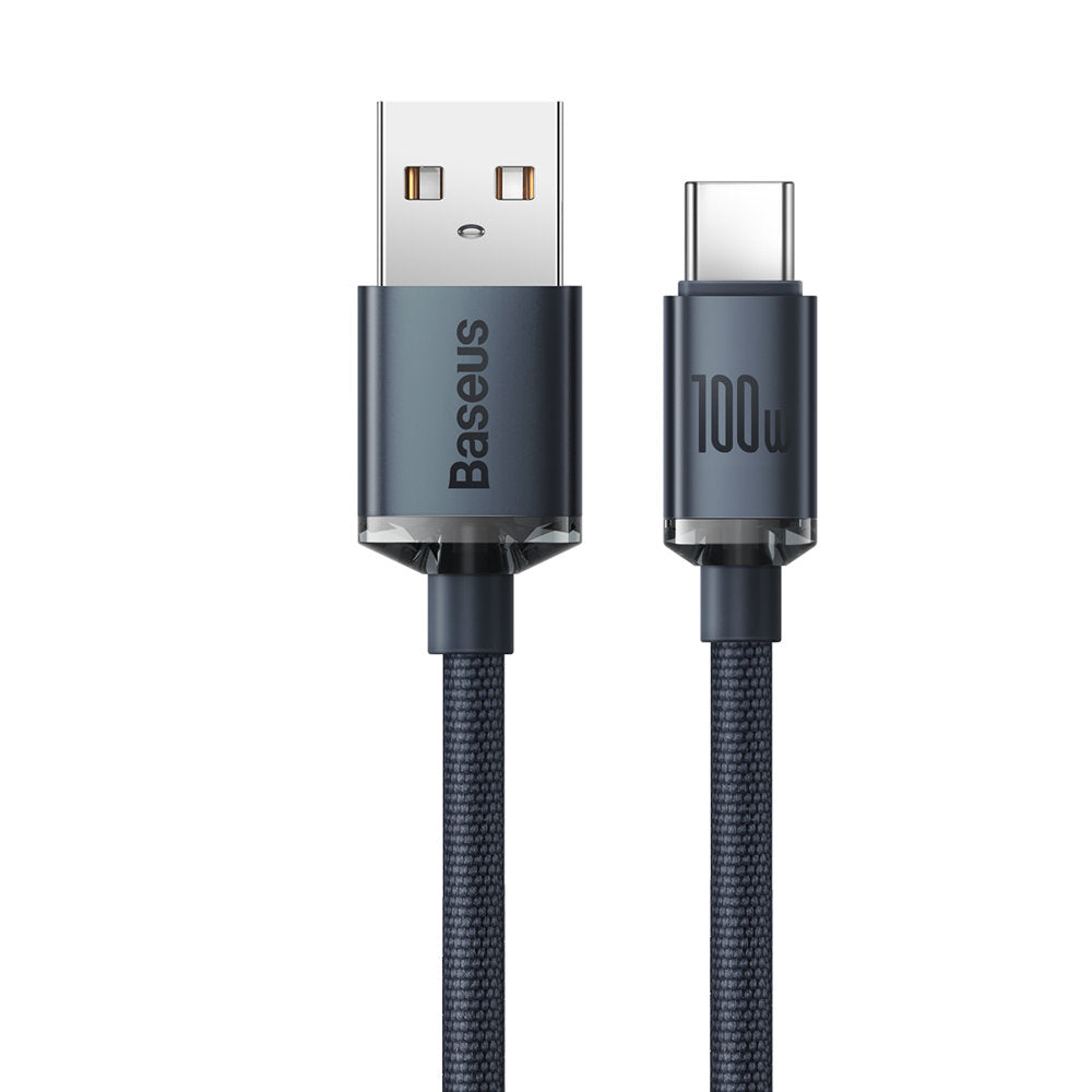 USB-A a USB-C Cable de carga y datos de la serie Crystal Shine de Baseus, 100 W, 2 m, negro CAJY000501 CAJY000501