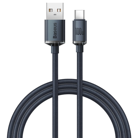 Cable de carga y datos USB-A a USB-C de la serie Crystal Shine de Baseus, 100 W, 1,2 m, negro CAJY000401