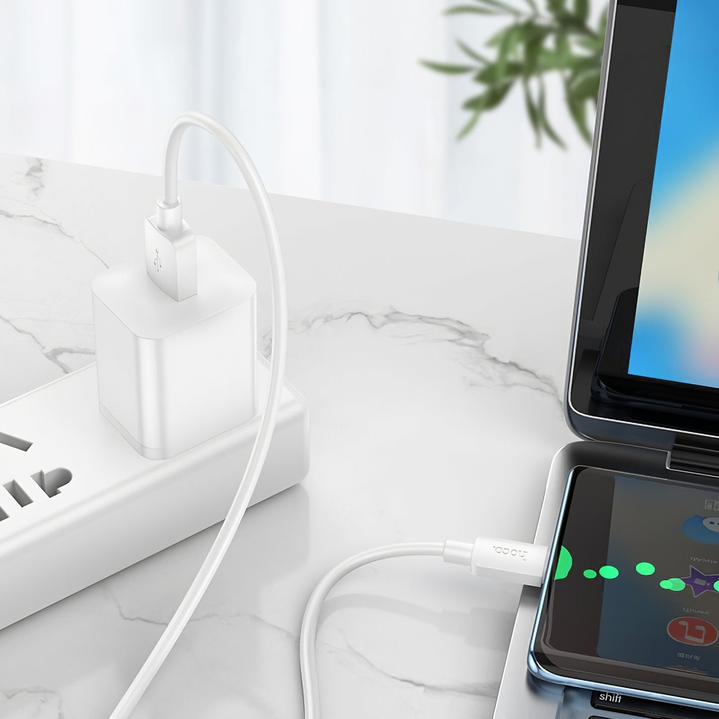 Cable de Datos y Carga USB-A - USB-C HOCO X96, 27W, 1m, Blanco