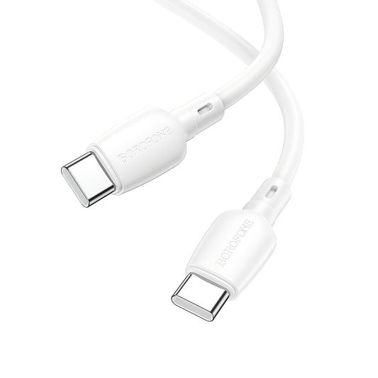 Cable de carga y datos USB-C - USB-C Borofone BX93, 60W, 1m, Blanco