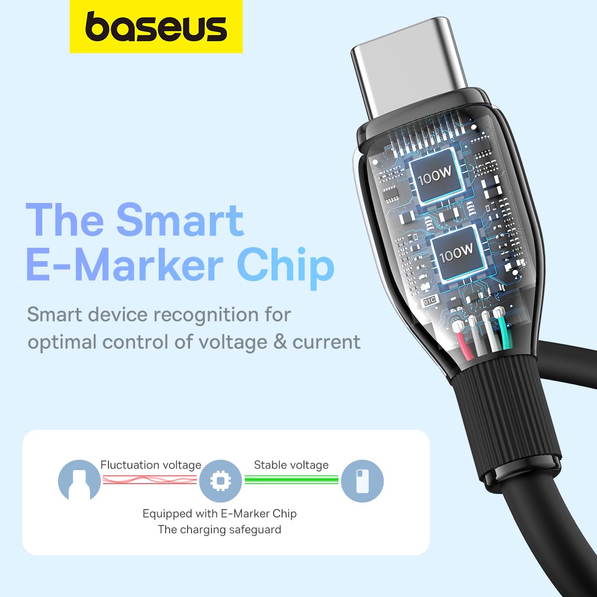 Cable de Datos y Carga USB-C - USB-C Baseus Pudding, 100W, 2m, Negro P10355702111-01