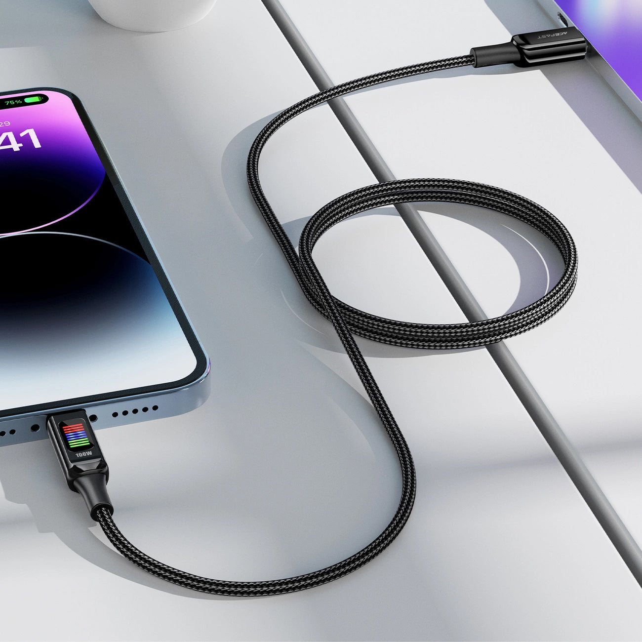 Cable de Datos y Carga USB-C - USB-C Acefast C7-03, 100W, 1.2m, Negro