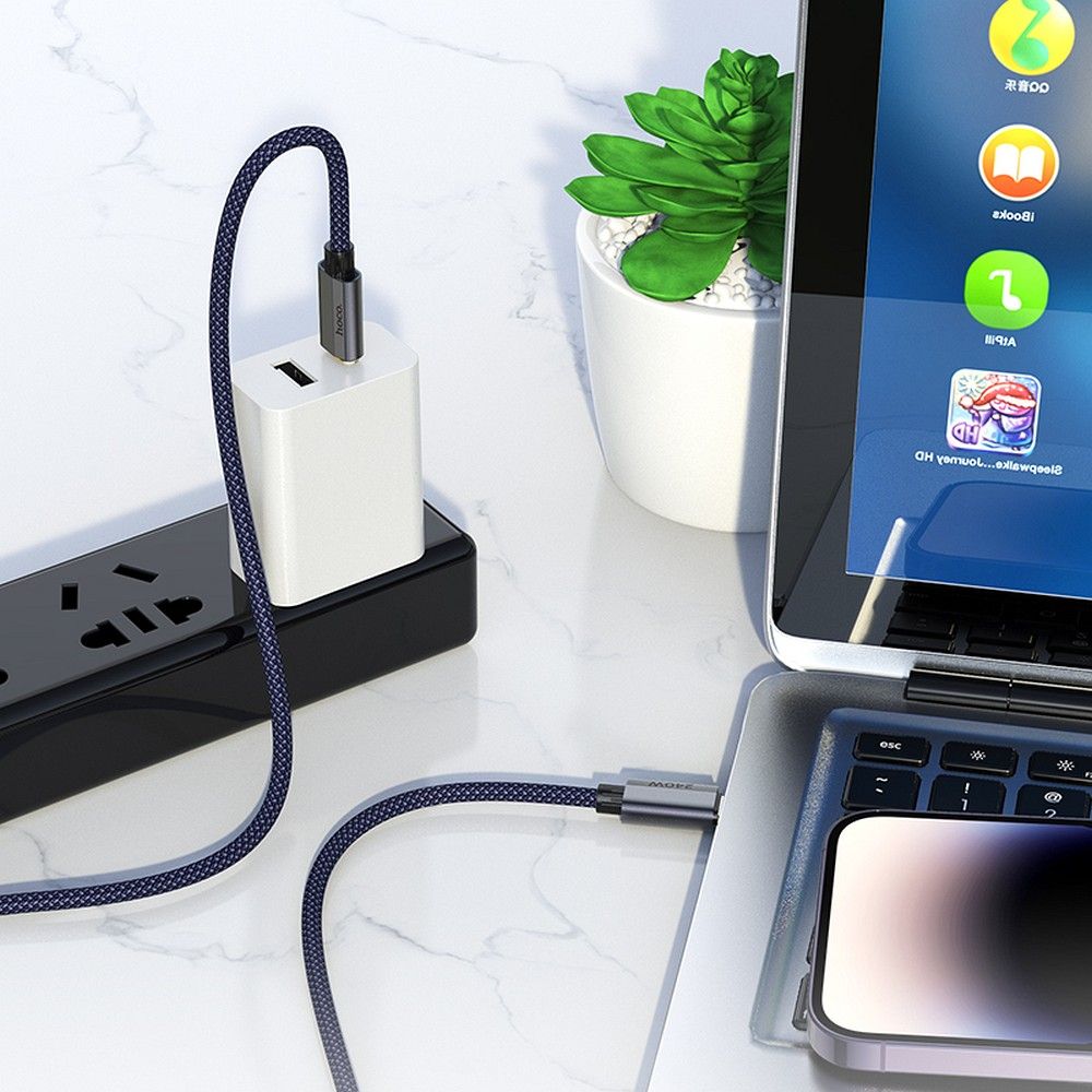 Cable de Datos y Carga USB-C - USB-C HOCO U134, 240W, 1.8m, Gris