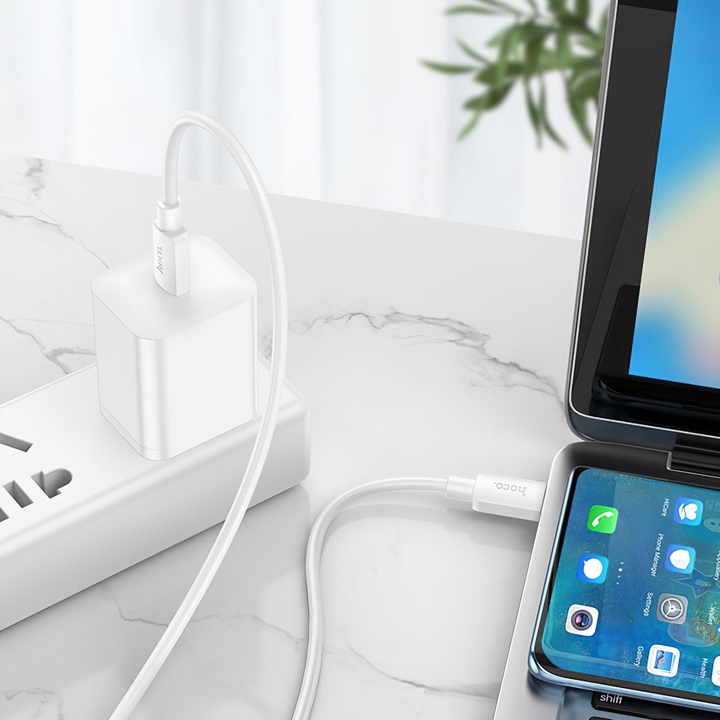 Cable de Datos y Carga USB-C - USB-C HOCO X96, 100W, 1m, Blanco