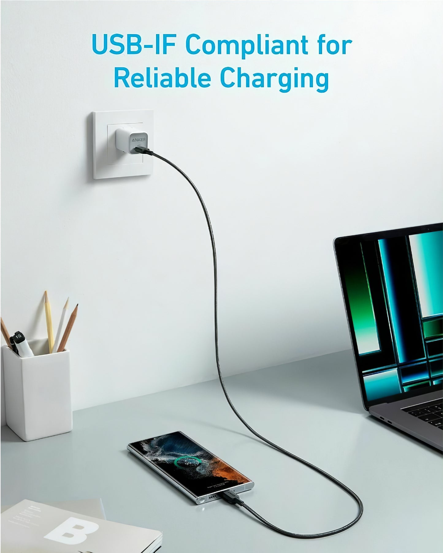Cable de Datos y Carga USB-C - USB-C Anker 322, 60W, 1.8m, Negro A81F6G11
