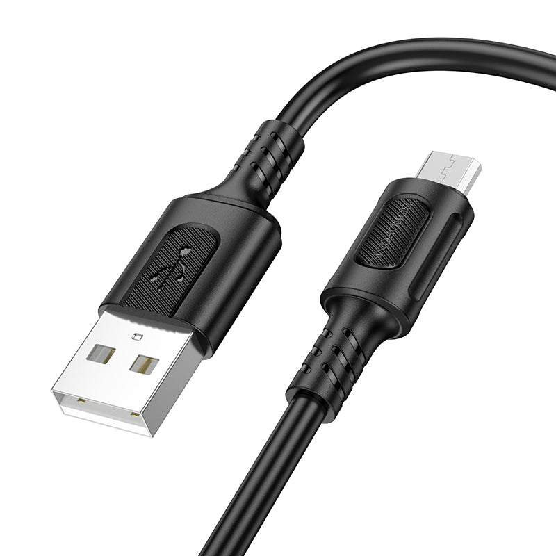 Cable de datos y carga USB-A - microUSB Borofone BX111 Feliz, 18W, 1m, Negro