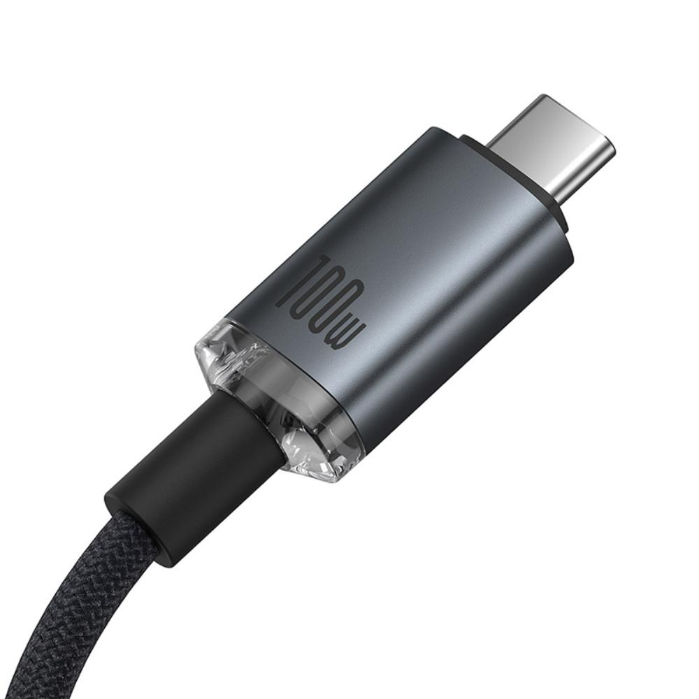 Cable de Datos y Carga USB-C - USB-C Baseus Crystal Shine Series, 100W, 20Gbps, 1.5m, Negro P10318204111-00