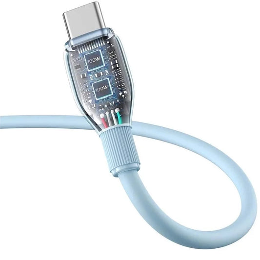Cable de Datos y Carga USB-A - USB-C Baseus Pudding, 100W, 1.2m, Azul P10355703311-00